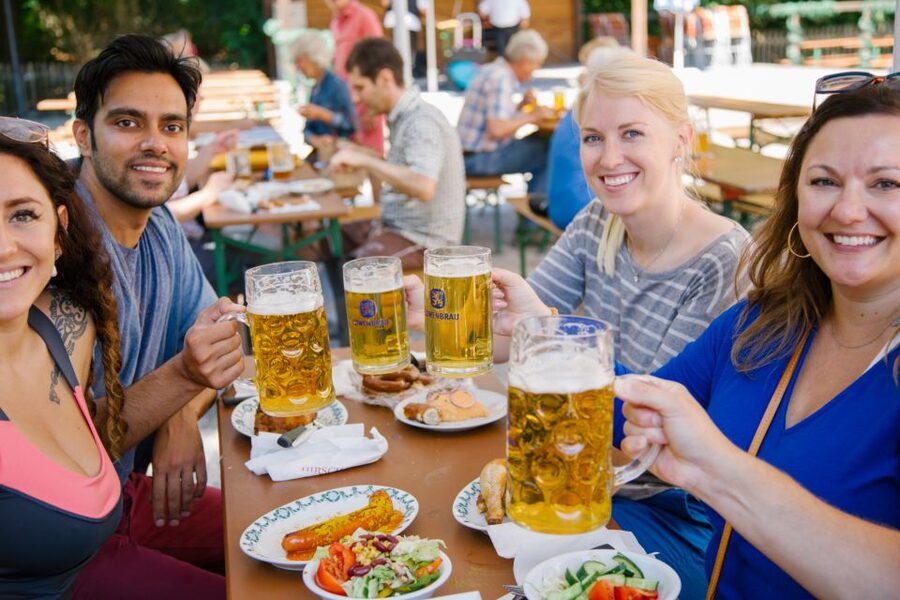 Munich: Bike Tour with Beer Garden Break - English Garden time: Chinese Tower, beer, and watching Munich breathe