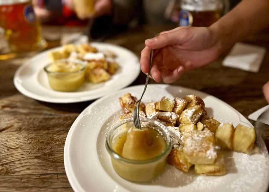 Secret Food Tours Munich - Weisswurst, sweet mustard, and Munich wheat beer before noon